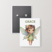 Verzauberter Wald Fee: pastellgrüner Sprite Button (Vorderseite/Rückseite)
