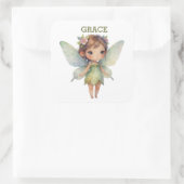 Verzauberter Wald Fee: pastellgrüner Sprite Quadratischer Aufkleber (Tasche)