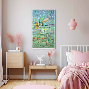 Verzauberter Wald Fee und Pilze Fantasy-Kunst Poster