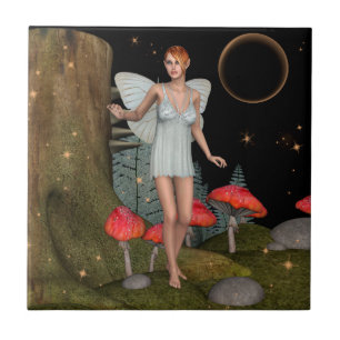 Verzauberter Wald Feenpilz Fantasy Kunst Fliese