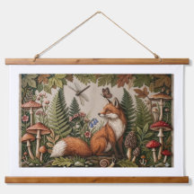 Verzauberter Wald Fuchs Holzbespannte Wandteppich