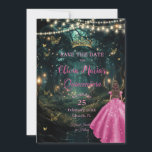 Verzauberter Wald Fuchsia Rosa Kleid Quinceañera 1 Save The Date<br><div class="desc">Personalisieren Sie diesen bezaubernden bezaubernden Wald / Sternennacht Quinceañera / Sweet 16 Geburtstag Save the Date einfach und schnell. Klicken Sie einfach auf die Schaltfläche Entwurfswerkzeuge bearbeiten, um den Text weiter zu bearbeiten, die Schriftart-Stile und die Schriftart-Farben zu ändern. Mit einem Mädchen gekleidet in einem fuchsienheiß rosa Kleid und einem...</div>
