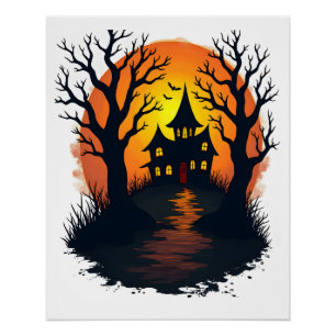 Verzauberter Wald � Gruseliges Halloween-Natur-T-S Poster