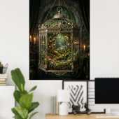 Verzauberter Wald im Vogelkäfig Poster (Heimbüro)