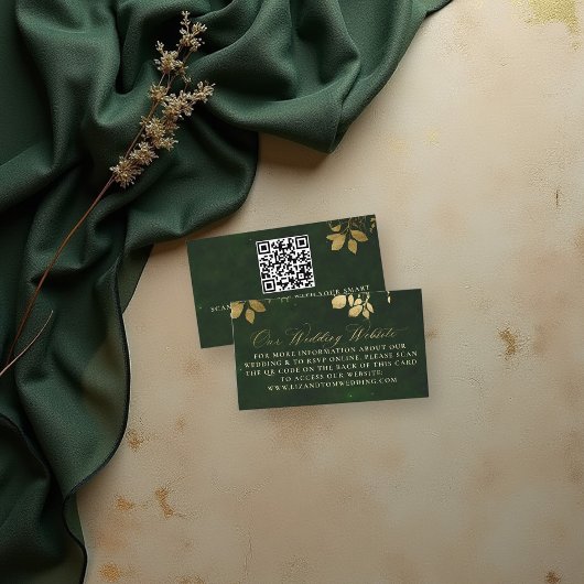 Verzauberter Wald Laub Hochzeitswebsite-QR-Code Begleitkarte