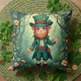 Verzauberter Wald Leprechaun Glückskind Kinderzimm Kissen