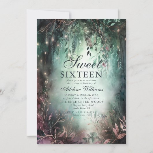 Verzauberter Wald Magische Kalligrafie Chic Sweet Einladung (Vorderseite)