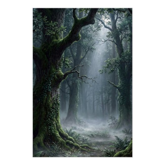 Verzauberter Wald | Nebeliger Wald-Fantasy-Poster Poster (Vorderseite)