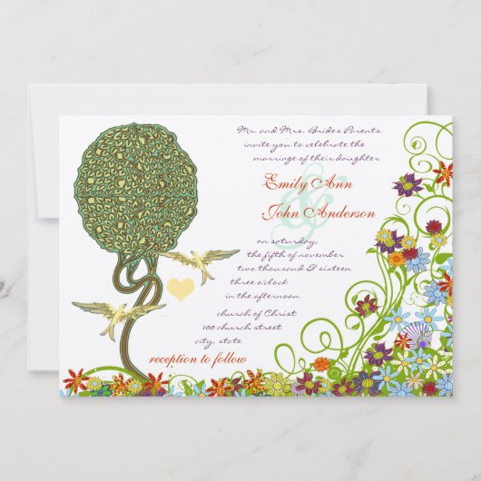 Verzauberter Wald Patchwork Blumen Fee Märchen Bau Einladung (Vorderseite)