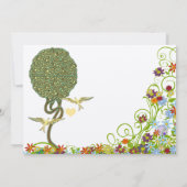 Verzauberter Wald Patchwork Blumen Fee Märchen Bau Einladung (Rückseite)