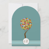 Verzauberter Wald Patchwork Blumenmärchen Baum Einladung (Rückseite)