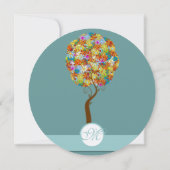 Verzauberter Wald Patchwork Blumenmärchenbaum Einladung (Rückseite)