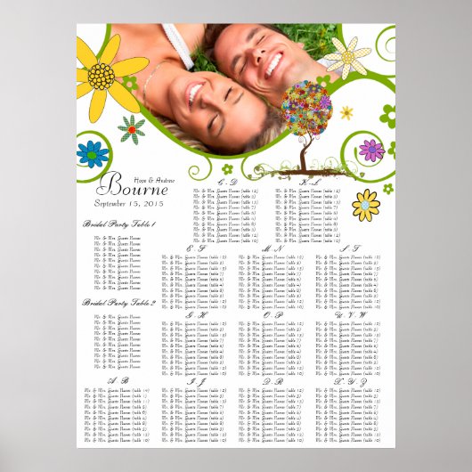 Verzauberter Wald Patchwork Blumenmärchenbaum Poster (Vorne)