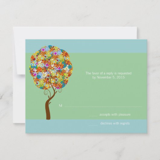 Verzauberter Wald Patchwork Blumenmärchenbaum RSVP Karte (Vorderseite)
