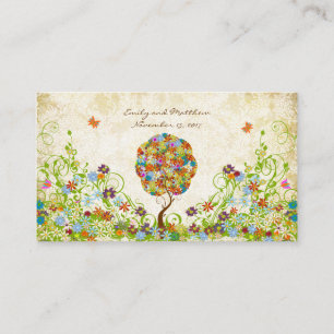 Verzauberter Wald Patchwork Blumiges Märchen Baum Begleitkarte