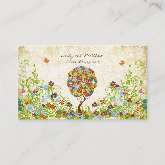 Verzauberter Wald Patchwork Blumiges Märchen Baum Begleitkarte (Vorderseite)