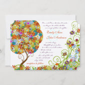 Verzauberter Wald Patchwork Blumiges Märchen Baum Einladung (Vorderseite)