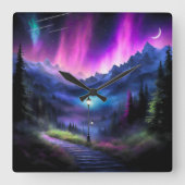 verzauberter Wald Quadratische Wanduhr (Vorderseite)