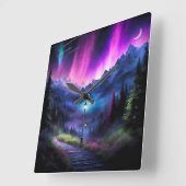 verzauberter Wald Quadratische Wanduhr (Winkel)