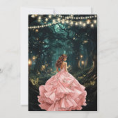 Verzauberter Wald Rosa Rosa Kleid Quinceañera 16 Einladung (Rückseite)
