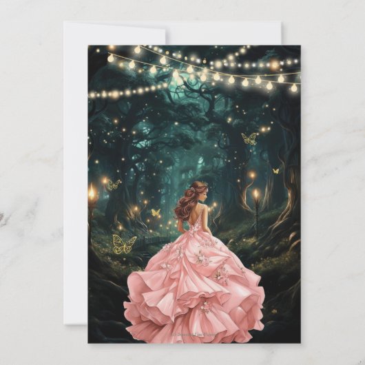 Verzauberter Wald Rosa Rosa Kleid Quinceañera Save The Date