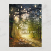 Verzauberter Wald Save the Date Postkarte (Vorderseite)