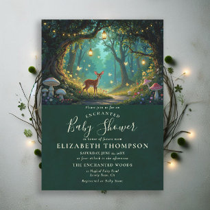 Verzauberter Wald Schmetterlinge Hirsche Baby Show Einladung