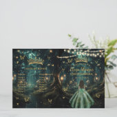Verzauberter Wald Smaragdgrün Quinceanera-Programm (Stehend Vorderseite)