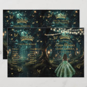 Verzauberter Wald Smaragdgrün Quinceanera-Programm (Vorne/Hinten)