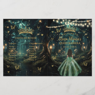 Verzauberter Wald Smaragdgrün Quinceanera-Programm