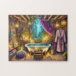 Verzauberter Wald Spa-Bad Kerzenlichtgarten Puzzle