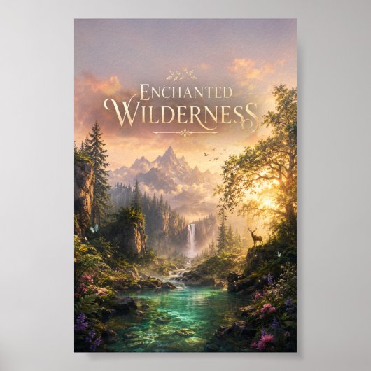 Verzauberter Wald Vertikales Poster | Hirsch Kunst (Vorne)