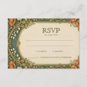 Verzauberter Wald Vintage Art Nouveau RSVP Begleitkarte