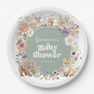 Verzauberter Wald Waldtiere Wildblume Baby Pappteller