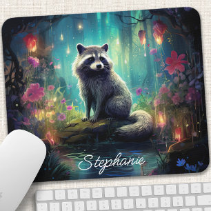 Verzauberter Wald Waschbär Personalisiert Mousepad