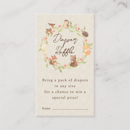 Verzauberter Wald-Windeln Begleitkarte (Vorderseite)