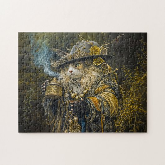 Verzauberter Waldalchemistenkater Puzzle (Horizontal)