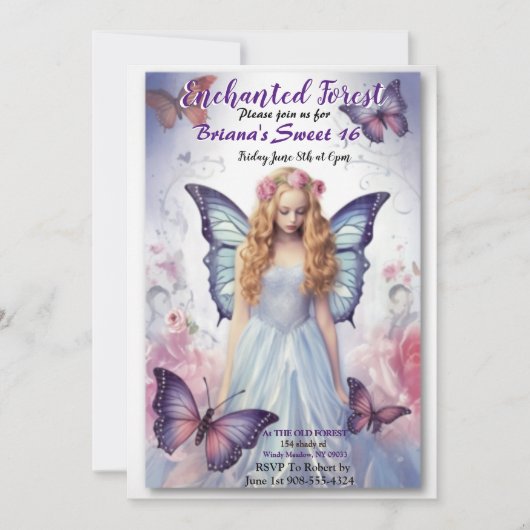 Verzauberter Waldbrand Süße 16 Einladungen (Vorderseite)