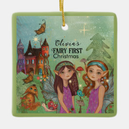 Verzauberter Waldfee Erstes Weihnachten Keramikornament