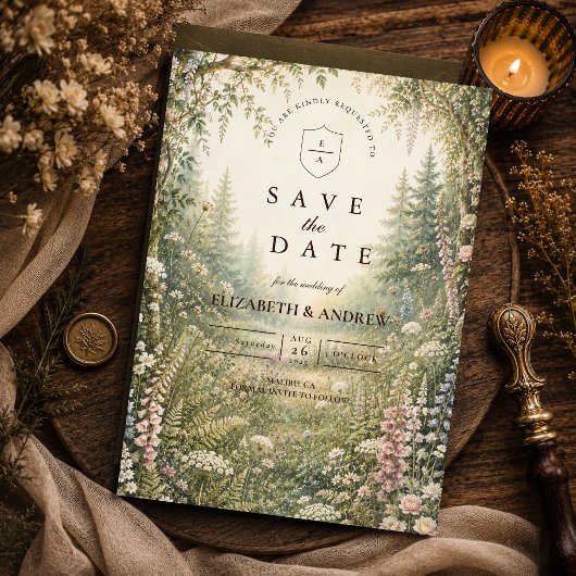 Verzauberter Waldhochzeit Save The Date