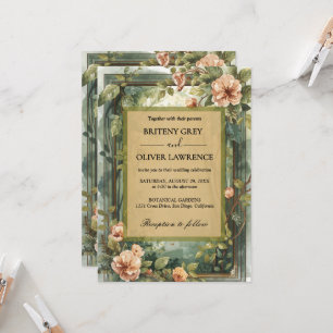 Verzauberter Waldpfad der magischen Blumenhochzeit Einladung