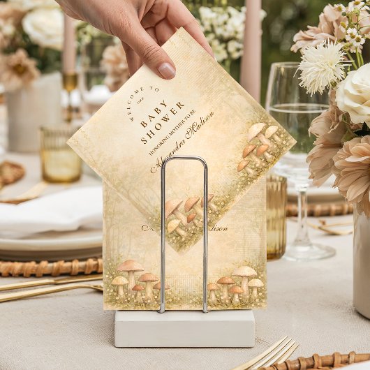Verzauberter Waldpilz Baby Shower Serviette