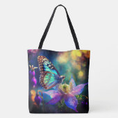 Verzauberter Waldschmetterling auf der Blume Tasche (Rückseite)