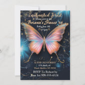 Verzauberter Waldschmetterling Sweet 16 Einladung (Vorderseite)