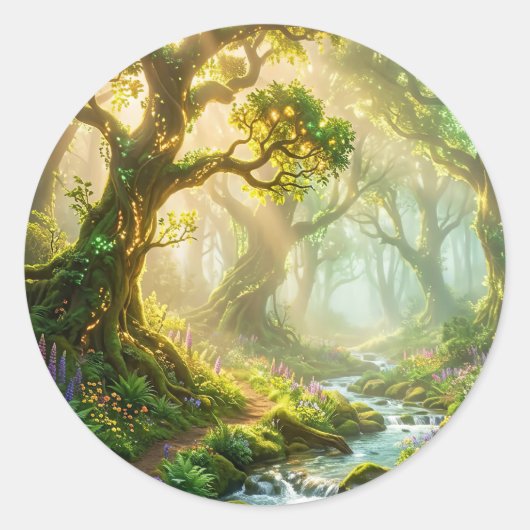 Verzauberter Waldstrom-Rundsticker Runder Aufkleber (Vorderseite)