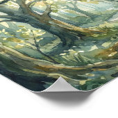 Verzauberter Waldweg-Aquarellmalerei Poster (Ecke)