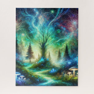Verzauberter Waldweg Leuchtende Pilze Kosmischer H Puzzle