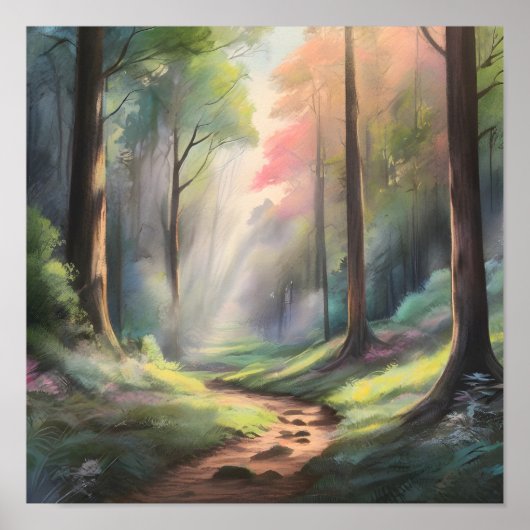 Verzauberter Waldweg Poster (Vorne)
