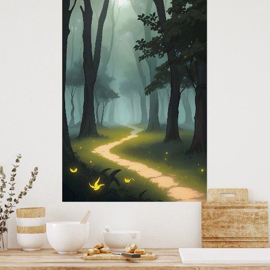 Verzauberter Waldweg Poster (Küche)