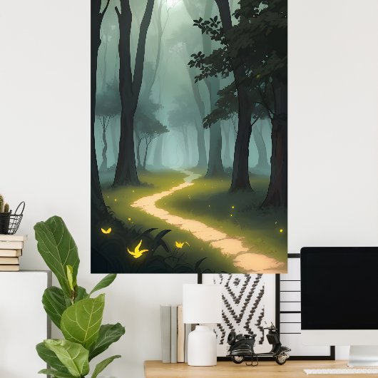 Verzauberter Waldweg Poster (Heimbüro)